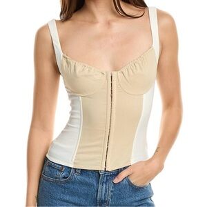 WeWoreWhat | Ruched Cup Scoop Linen-Blend Corset | NWOT
